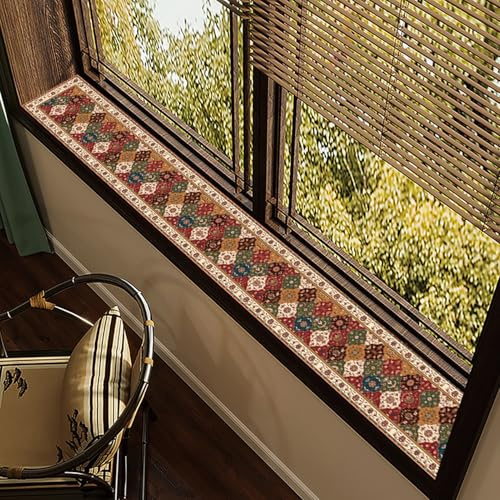 Window Sill Mat - Decorative Narrow Window Sill Protector Cover Waterproof/Dust-Proof/Non-Slip, Bay Window Seat Cushion Windowsill Pads for Dogs Plants Anti Cat Scratch(A,60x15cm(23.6x5.9in))
