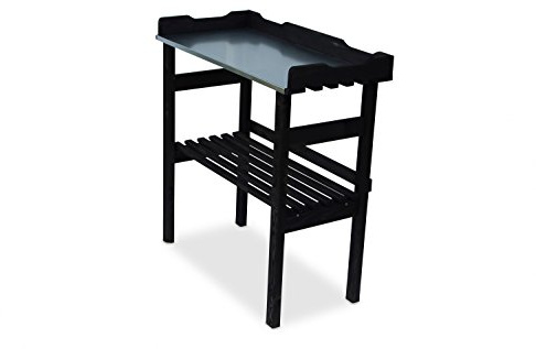 Pflanztisch mit verzinkter Arbeitsplatte schwarz B 80 x T 40 x H 82 cm