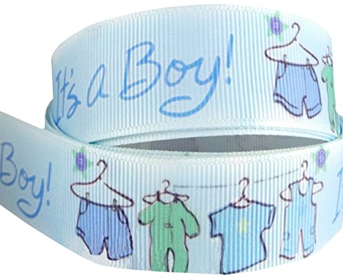 Cute Blue It's A Boy 2m x 22mm Wide Ribbon for Personalised Christening Baby Showers Ribbon & Decorating Ideas for Present Gift Wrap Bows Toppers or Wrapping for Bags Box Balloon String Cards