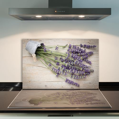 DAMU | Herdabdeckplatte Einteilig 80x52 Herdabdeckung Ceranfeld Glasschneideplatte Ceranfeldabdeckung Herdplattenabdeckung Kochfeld Abdeckung Schneidebrett Glasplatte Blumen Violett