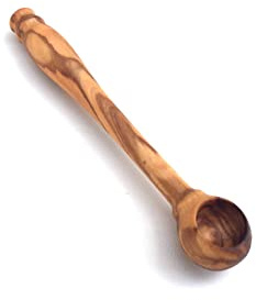 Doseringssked 11 cm saltsked kryddsked sockersked av olivträ för hand