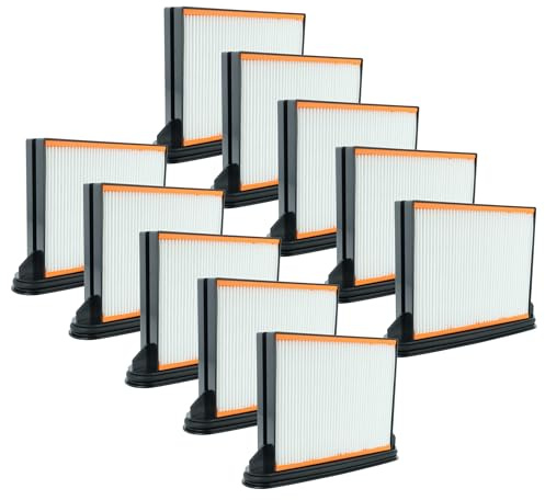 vhbw 10x filtro compatibile con Milwaukee ASE 1400, ASM 1400 aspirapolvere - filtro HEPA/a pieghe/a umido nero/bianco/grigio