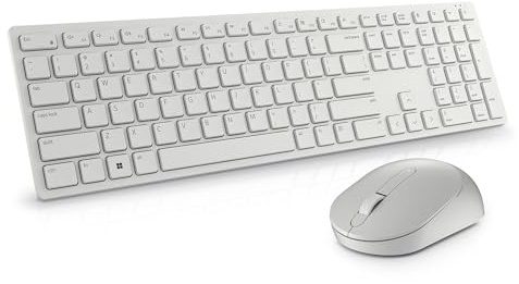 DELL Pro Keyboard and Mouse KM5221W - Wireless, 2.4 GHz Interface, USB Wireless Receiver, Volume, Mute Hot Keys, 3 Mouse Buttons, US English, 3-Years Advanced Exchange Service - White
