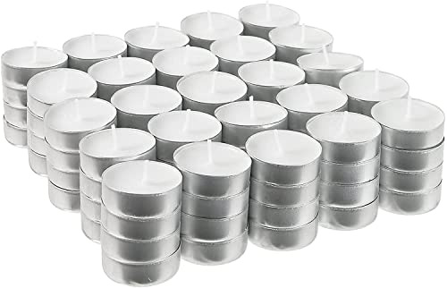 100 x Velas de Té Blancas Individuales Sin Fragancia - Candelitas sin Olor 39 mm Diámetro - Ideal Calientaplatos, Decoración, Ambientación, Quemador de Esencias