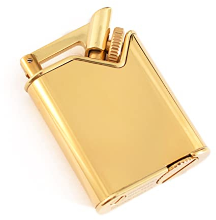 WHYUNM26 Culbuteur Cuivre Tranchée Briquet Meule Briquet Vintage Fine Coupe-Vent Creative Personnalité Laiton Fumer Accessoires Cadeaux pour Hommes,Gold