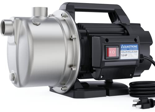 Aquastrong 115V Shallow Well Garden Pump, Stainless Steel, 1320 GPH, Water Transfer Draining Irrigation Sprinkler Pump, for Lawn,Garden,1.6 HP Portable