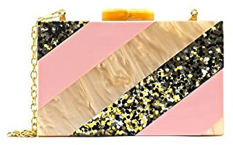 MODELISA - Bolso Clutch Efecto Brillo Cadena De Hombro Fiesta Noche Boda Mujer (Rosa)
