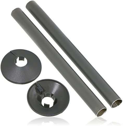 SPARES2GO Radiator Pipe Covers Shroud Collars Sleeve Anthracite Grey 15mm x 200mm