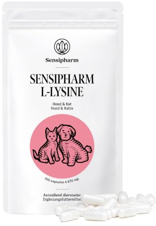 Sensipharm® L-Lysin Katze & Hund 670 mg - Aminosäure - 100 Kapseln | Für natürliche Abwehr und normalen Eiweißstoffwechsel, für Kitten und Senioren, einfach ins Futter
