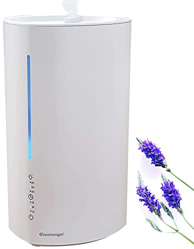 Greenmigo Top Fill Umidificatore Ambiente 3 litri con Luce e Aromaterapia, Auto Spegnimento,Ugello a 360°,< 28dB Silenzioso,per Bambini Umidificatore Piante Arredamente Camera da Letto