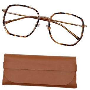 Eterspr 1 Paires Lunette Lumiere Bleue Femme, Lunettes Grand Cadre, Anti Fatigue Miroir Plat, imprimé léopard, Protéger Contre la Lumière Bleue Nocive