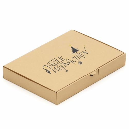KK Verpackungen® Maxibriefkartons mit Weihnachtsmotiv | 10 Stück, 350 x 250 x 50 mm Postkartons mit Frohe Weihnachten Motiv | Idealer Karton für den Maxibrief-Versand von Weihnachtsgeschenken