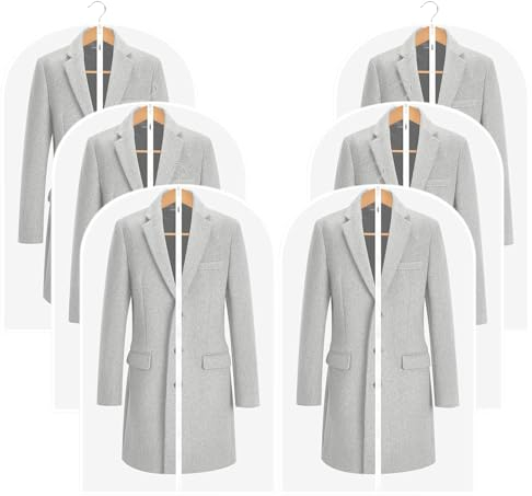 Kleidersäcke Anzug mit Reißverschluss Staubdicht für Kleidung - 60 x 100cm Kleidersack 6 Stück Transparent Aufbewahrung Schutz Kleidung - für Jacken Hemden Pullover Kapuzenpullover