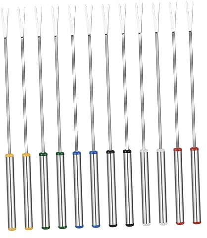 ABOOFAN Lot De 12 Fourchettes à Fondue En Acier Inoxydable 24 Cm Manche Isolant Résistance à La Chaleur Pour Fondue Au Fromage Chocolat Guimauves Rôties