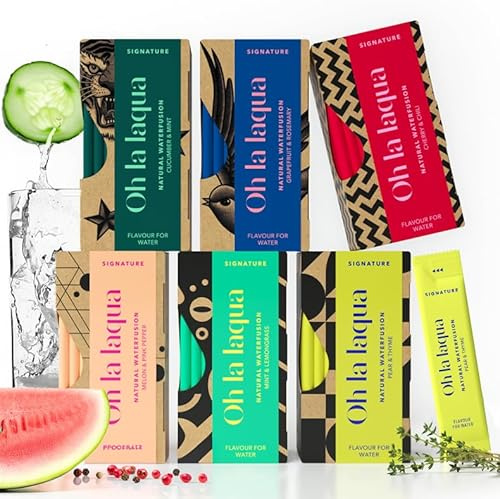 Oh la laqua - Spice Ups - 60 Stickpacks - Für Wasser mit Geschmack - Ohne Zucker - 6 Flavours für 30l Infused Water - 100% Natürliche Zutaten - Vegan