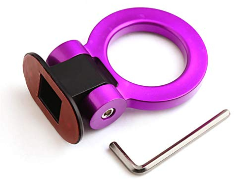 AbschleppöSe,Auto Abschlepphaken Universal ABS Bumper Autoaufkleber Schmuck Auto Simulation Tralier Tow Haken Kit Auto Schleppgurt/Anhänger Seile/Haken/Zugstangen (Color : Round Purple)