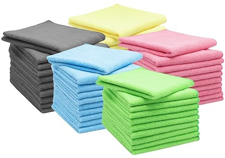 ZOLLNER 50 Panni microfibra - multiuso - lavabili in lavatrice a 60°C - senza lasciare aloni e pelucchi - 32x32 cm- colori misti - Qualità alberghiera