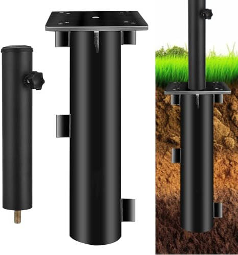 BODYGAD Placa Base De Metal Universal, Entregada Con Tubos De Soporte Para Sombrillas Para Sombrillas Voladizas Soporte Para Sombrillas Casquillo Para El Suelo Para Sombrillas De Manivela