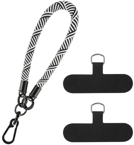 Amabro Dragonne de poignet, lanière de téléphone anti-perte avec 2 patchs ultra fins pour porte-clés, appareil photo, accessoires de téléphone, Pas de vis, Medium