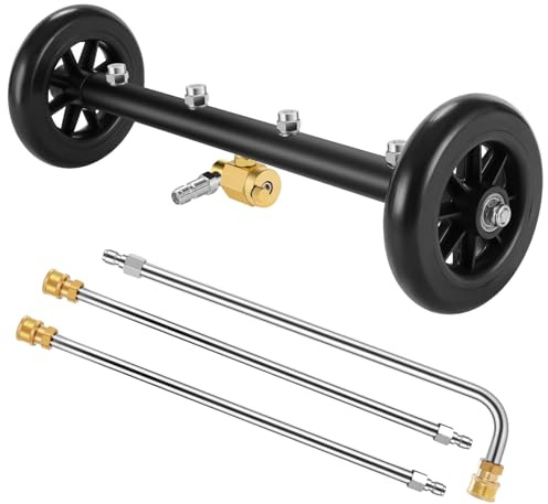 Pressure Washer Undercarriage Cleaner, 16Inch Undercarriage Washer with 4 Nozzles, Pressure Washer Under Car Cleaner with 90 Degree Angled Wand and 2 Extension Wand, 4500 PSI