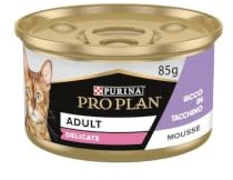 PURINA PRO PLAN Delicate Digestion, Cibo Umido per Gatti, 12 Lattine da 85g | Mousse per Gatti Adulti con Digestione Sensibile con Tacchino