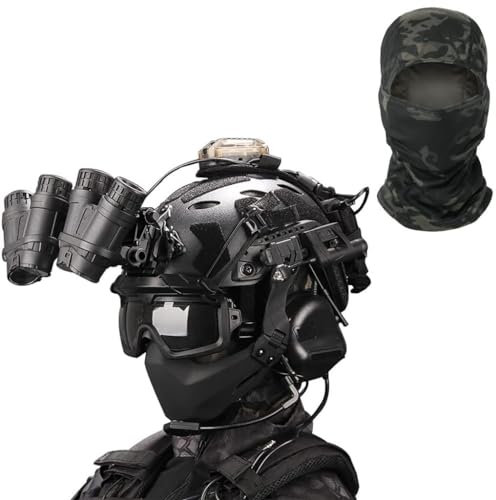 For Outdoor Shooting Hunting BBS CS Game Tactical Fast Airsoft Paintball Helmet Set SF Tactical Helmet With Military Headset Mask Goggles Signal Light NVG Mount And NVG Model(F)