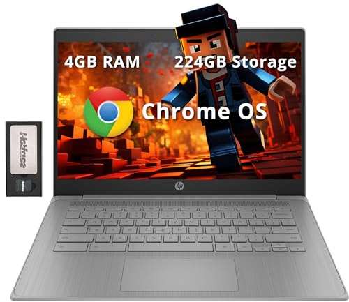 HP Chromebook 14 HD Laptop for Business & Students, Intel Celeron N4120, 4GB LPDDR4, 224GB Storage(64GB eMMC+160GB Docking Station), UHD Graphics, Webcam, Long Battery Life, Chrome OS, Modern Gray