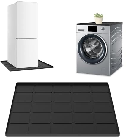 Mini Fridge Mat 60x60cm Silicone Floor Protector Mat Washing Machine Drip Tray with Raised Edge Washable Under Fridge Carpet Drip Pan Fridge Freezer Mat Pads for Dryer Wine Cabinet Coffee Machine