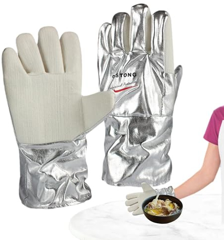 Guantes de Barbacoa para Parrilla | Forro Suave 300 °C Resistentes al Calor, Guantes de Horno - Ajuste cómodo, multifuncionales, Guantes Protectores y agarraderas para cocinar al Aire Libre