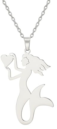 Dreamtimes Mode Meerjungfrau Halskette Schmuck für Frauen Meerjungfrau Anhänger Sommer Strand Thema Halskette Meerjungfrau Loving Halskette Meerjungfrau Schmuck