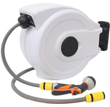 Automatic Retractable Hose Reel - Heavy Duty Car Watering, Washing Hose Drum | Garden Hose Reel with selff Locking Recycling, Pneumatic Blowing Tool Ideal for Large Gardens and Car Wash Equipment