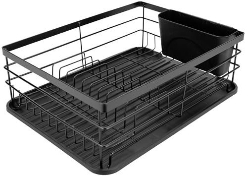 KARL HAUSMANN Égouttoir à Vaisselle Acier Inoxydable 44,5x31,5x15 cm - Sèche Vaisselle sur Évier Noir - Egouttoir Vaisselles Cuisine - Range Vaisselle Egouttoir - Egoutoire Vaisselles Cuisine INOX