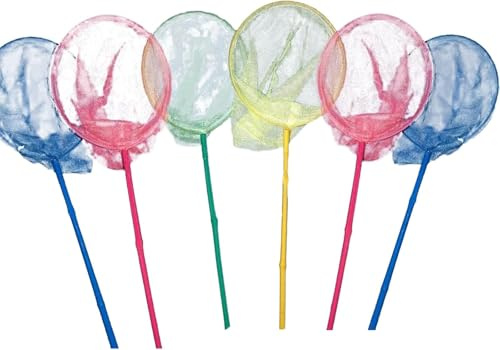 MIXEL Landing Fishing Nets with Bamboo Handle, Fine Mesh Design, Vibrant Colour, Lightweight and Portable, Perfect For Scooping Crabs, Collecting Small Aquatic Creatures