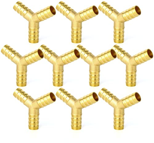 GASHER 10 Pezzi 4mm latón manguera Barb, de 3 vías en forma de Y manguera de conexión de intersección/Líquido/Combustible/Aire