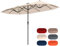 COSTWAY Sombrilla Terraza Exterior Doble 380×200 cm, Sombrilla Doble para Jardin con Manivela y 12 Varillas Resistente,Parasol Terraza Exterior para Mercado Jardín Patio (Beige, 380×200 cm con Luz)