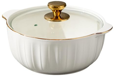 Eleeonora SoupièRe en CéRamique,Cassolette en Porcelaine avec Pot,Cocotte éMailléE,Toucher Solide,Pas Facile à Casser,Convient Au Microphone Ondes,Au Lave Vaisselle RéFrigéRateur