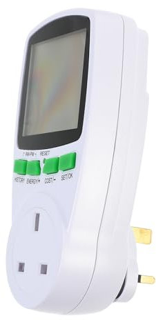 Vaguelly Electricity Usage Monitor Plug with Digital Lcd Display Smart Energy Meter Power Consumption Analyzer Watt Meter for Home Appliances Uk Plug Energy Monitoring and Overload