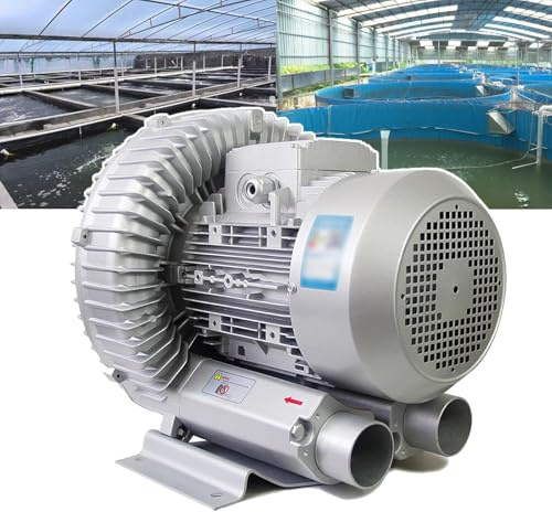 LVSEWOA Vortex - Soplador regenerativo para estanques de Peces, aireadores de Tanques sépticos para acuarios hidropónicos, Bomba de Aire eléctrica de 220 V (250 W/0,34 HP)