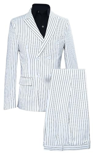 Smoking gessato da uomo per testimoni dello sposo Doppio Petto Gessato Completo Set Slim Fit Casual Abiti Blazer