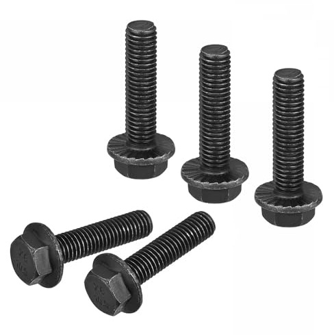 TA-VIGOR M10-1.5 x 40mm Hex Head Serrated Flange Bolts, 10.9 Grade Carbon Steel Flanged Hex Bolts, Heavy Duty Screws for Construction and Machinery, 5Pcs