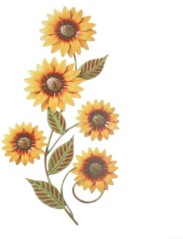 ZUZZEE 3D Metal Sunflower Wall Art Decoration Vintage Style Indoor Outdoor Garden Decor Hanging Ornament 30x14.6cm
