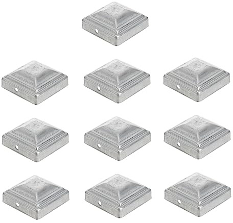 Outanaya Tapa De Cuadrada Para Cercas De 60mm, Cubierta Resistente De Zinc Galvanizado, Set De 10 Unidades Para Uso Exterior Vallas y Columnas De Protección