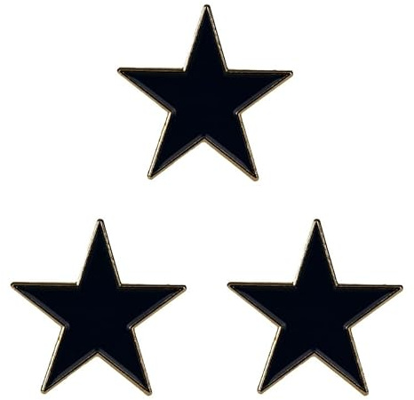Lot de 3 broches en métal noir en forme d'étoile