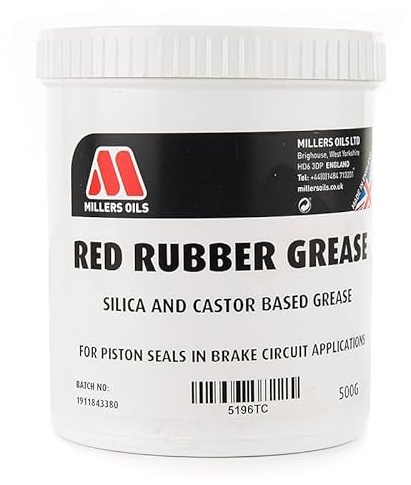Red Rubber Grease 500g – Silica and Castor Based Grease for Brake Circuit Piston Seals, High Performance Seal Lubricant