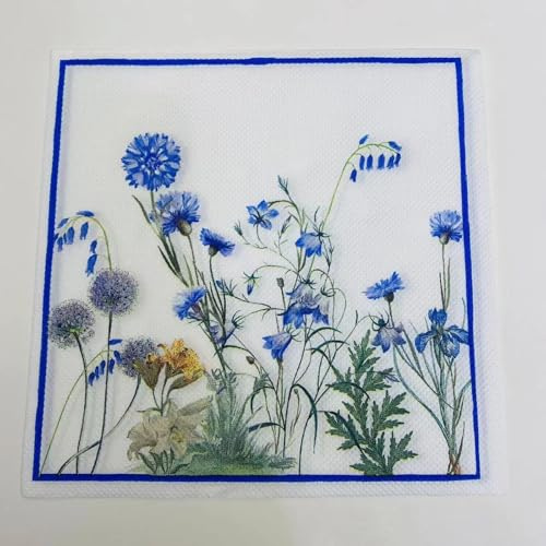 Serviettes en Papier Papillon Fleur Violet Papier jetable, Serviettes de fête, douces, durables et absorbantes pour cuisine, salle de bain, événements10 Paquet(33x33cm)