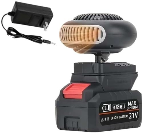 Battery Powered Space Heater, 1500mah Rechargeable Battery Operated Heater for Indoors/Car/Camping, 360° Adjustable Quiet Car Window Defroster (5-cell)