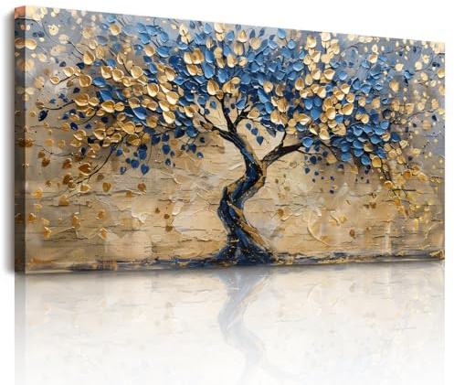 hyidecorart Modern Wandbilder Wohnzimmer Baum des Lebens Gemälde 50x100 cm | Farbenfrohes Motiv, HD-Druck, Einfach Aufzuhängen, Großformat, Vielseitige Wanddeko, Wohnkunst, Geschenk, Schnellinstallation