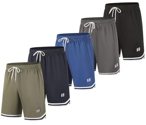 fovdtaa 5er-Pack Herren Sport-Shorts Athletische Shorts Schnell trocknend Fitness Gym Lauf Fitness-Workout Shorts mit Taschen und elastischem Bund, 4XL