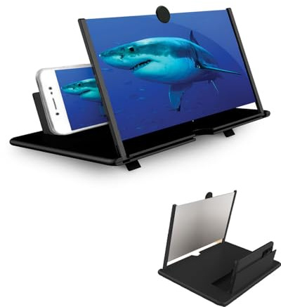 ZEXIJOW 12 pollici Lente ingrandimento Smartphone, 3D HD lente ingrandimento per cellulare, ingrandimento schermo cellulare, Pieghevole, Anti-blu, compatibile con tutti gli smartphone,Nero