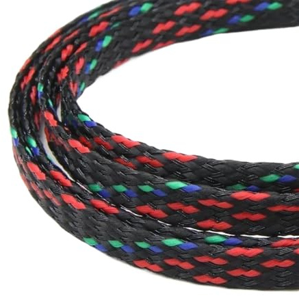 Kabelschlauch 1/5/20/50M Erweiterte Geflechthülle PP-Baumwollgarn 4 8 12mm Weichdrahtwicklung Isolierter Kabelschutz Leitungsbaum Kabelmantel(Red Blue Green,4mm,5 Meters)